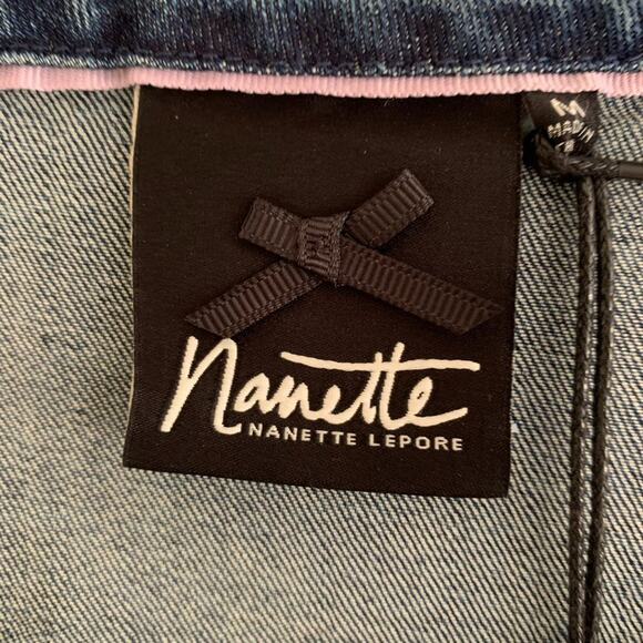 Nanette Women's Sz M Indigo Jean Embordered Dress Fringe Hem NWT - Picture 8 of 12